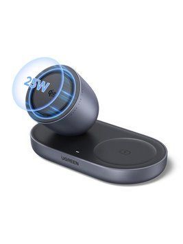 UGREEN Zapix 2-in-1 Magnetic Зарядний пристрій Stand (Qi2 25W, MagSafe Compatible) &mdash; колір: Чорний 85400 фото