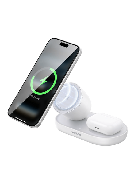 UGREEN Zapix 2-in-1 Magnetic Зарядний пристрій Stand (Qi2 25W, MagSafe Compatible) &mdash; колір: Чорний 85400 фото