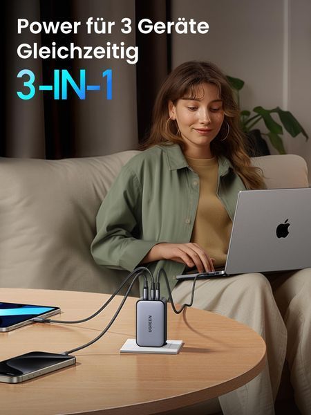 UGREEN Nexode X 100W Mini GaN Зарядний пристрій, 3-Port USB C Fast Зарядний пристрій 35038 фото