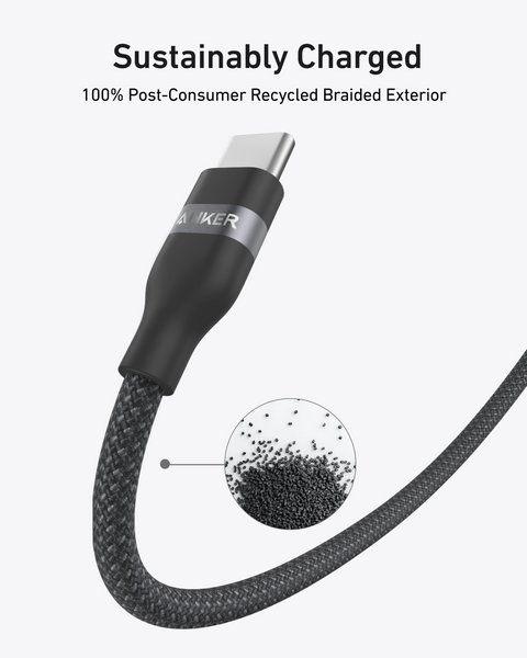 Кабель Anker USB-C до USB-C (240 W, плетений з перероблених матеріалів) &mdash; розмір: 6ft; колір: Чорний A82E2012 фото