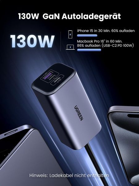 UGREEN 130W 4-Port GaN Автомобільний зарядний пристрій 35026 фото