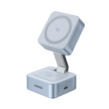 UGREEN MagFlow 2-in-1 Magnetic Бездротовий зарядний пристрій (Qi2 25W, MagSafe-Compatible) 55960 фото