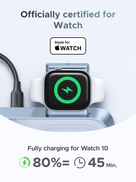 UGREEN MagFlow 3-in-1 Magnetic Wireless Настільний зарядний пристрій (Qi2 25W, MagSafe-Compatible) 55677 фото