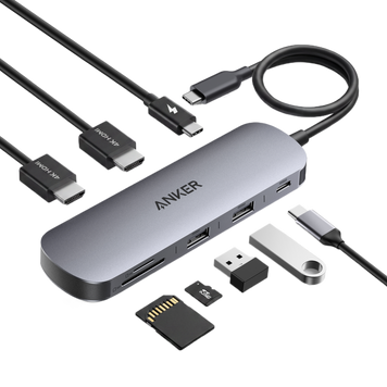 Anker Nano USB-C хаб (8-in-1, Dual Display) A210B0A1 фото