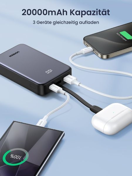 UGREEN 20000mAh 22.5W Павербанк with USB-C Кабель 45762 фото