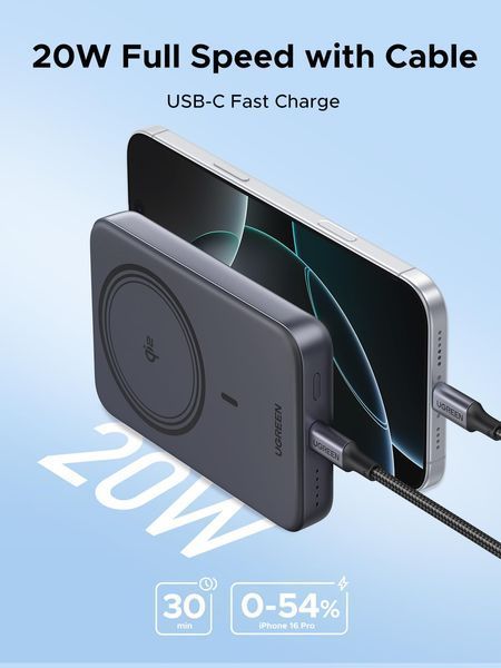 UGREEN Nexode Wireless Павербанк (10000mAh, Qi2 15W, PD 20W) 55135 фото