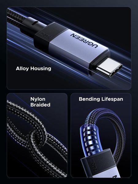 UGREEN USB-C Кабель (240W, 10Gbps, 4K@60Hz) &mdash; довжина: 1M 35767 фото