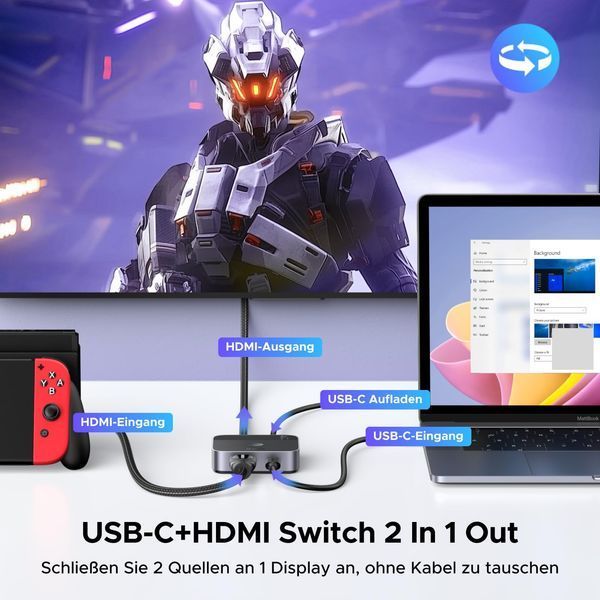 UGREEN USB-C and HDM 2-In-1 Out Switch 4K@60Hz 55452 фото