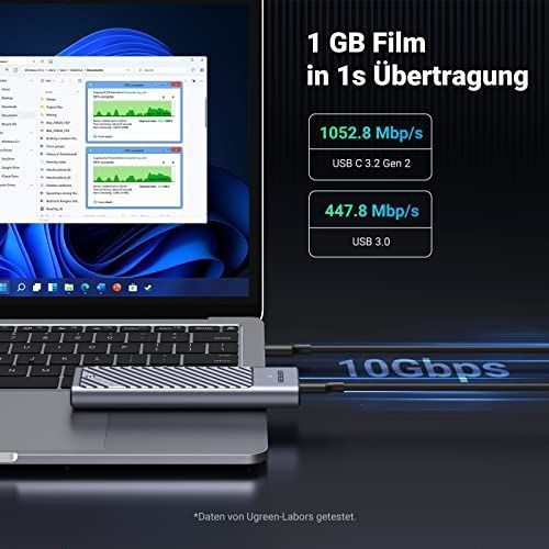 UGREEN 2-in-1 M.2 NVMe & SATA Корпус для SSD (USB-C 10Gbps, Aluminum, Thermal Pad) 90408 фото