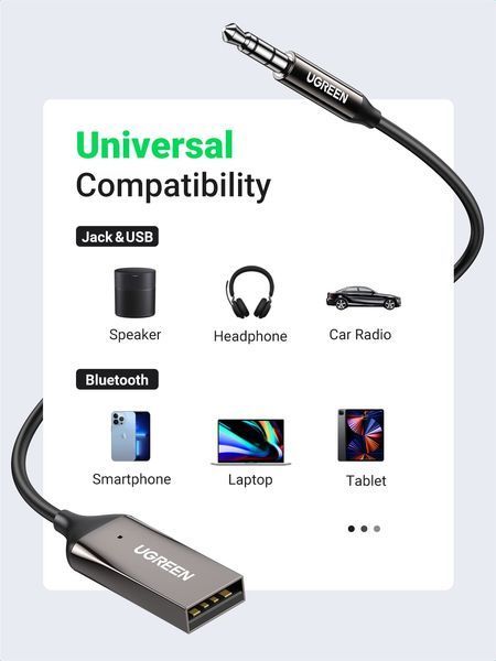 UGREEN Bluetooth Aux Адаптер V6.0 70601 фото