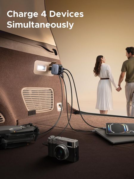 UGREEN Nexode Автомобільний зарядний пристрій 145W with Retractable USB-C Кабель 55910 фото
