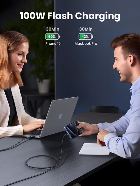 UGREEN USB C to USB C Зарядний пристрій Кабель 100W &mdash; довжина: 1M 45063 фото