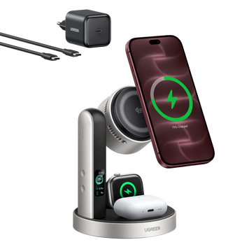 UGREEN MagFlow Pro Magnetic Wireless Charging Stand (3-in-1, Qi2 25W) 75723 фото