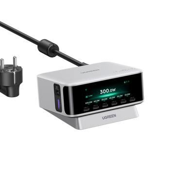UGREEN Nexode Pro Smart Display Настільний зарядний пристрій (300W, 8-Port, GaN, 5 Charging Modes) 75753 фото